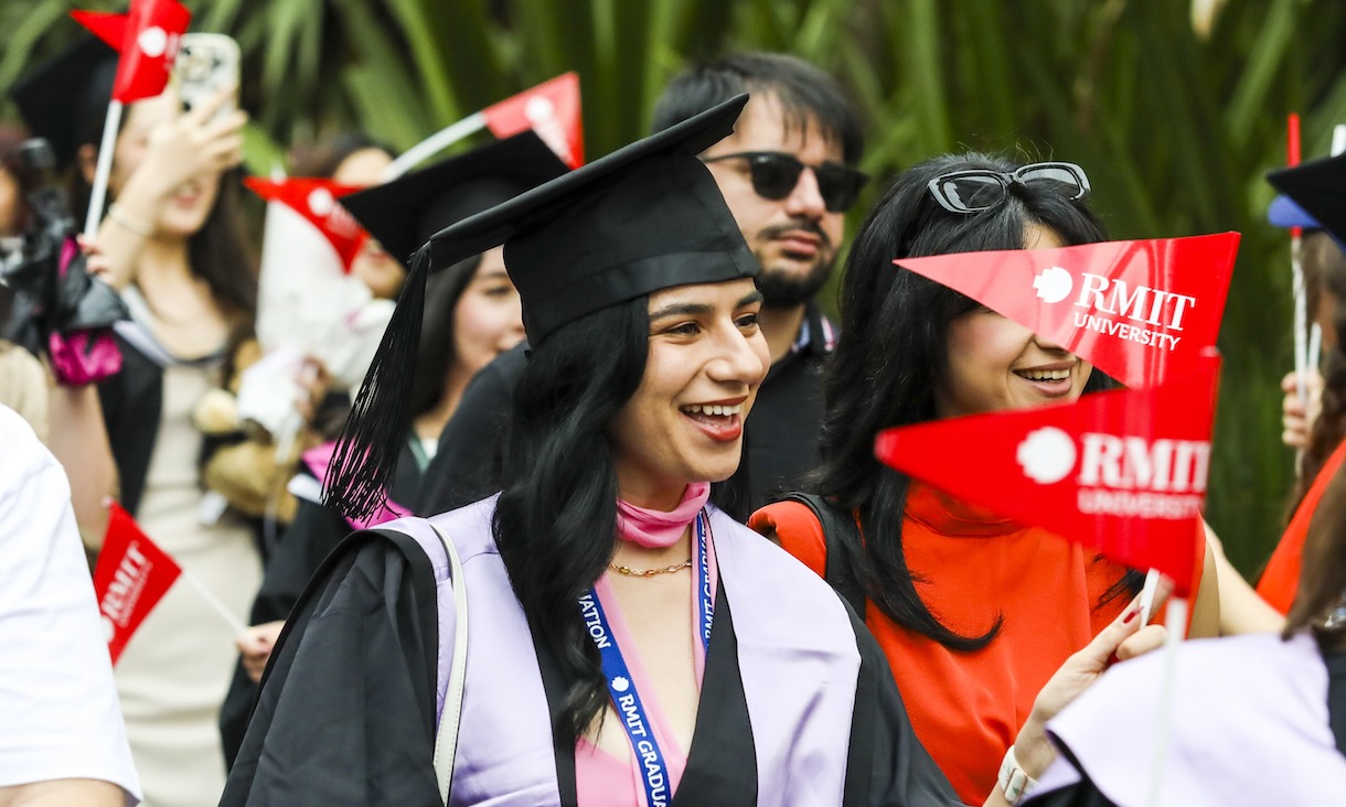 Students smiling and talking